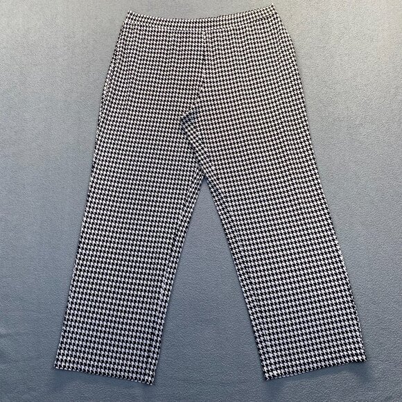 Susan Graver Stretch Wide Leg Pants Women’s Size L Herringbone Pattern,Pockets - Picture 2 of 9